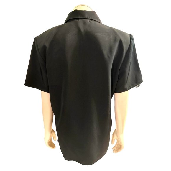 Anna Polyester Black Button Up Short Sleeve  Blouse Size S - Picture 5 of 11
